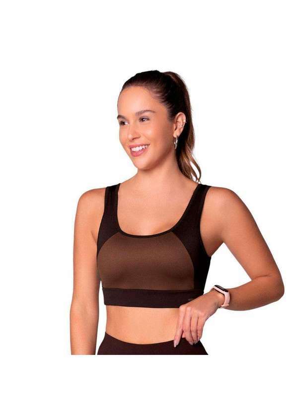 Vista 2 Top Selene Recortes com Bojo Feminino Marrom SELENE