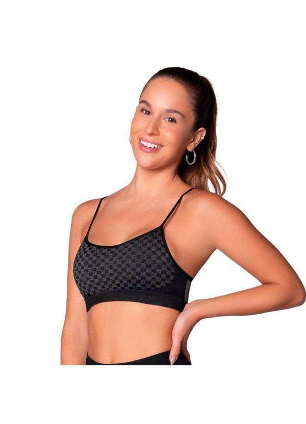 Vista 2 Top Selene sem Costura com Bojo Removível Feminino Preto SELENE