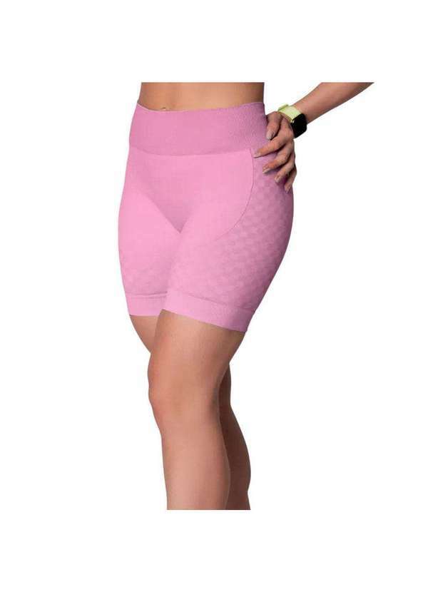 Vista 2 Short Selene sem Costura Quadriculado Feminino Rosa SELENE