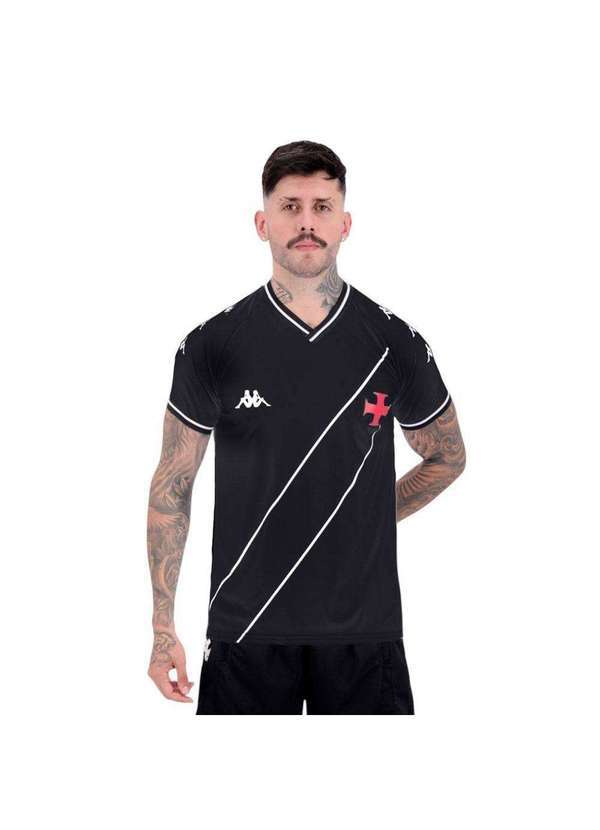 Vista 2 Camisa Kappa Vasco Supporter Tradition Masculina Preto Kappa