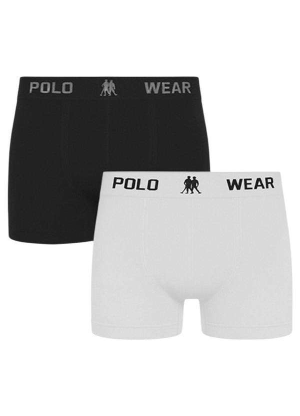 Vista 2 Kit 2 Cuecas Boxer Polo Wear Masculina Preto Polo Wear