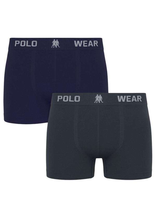 Vista 2 Kit 2 Cuecas Boxer Polo Wear Masculina Cinza Polo Wear