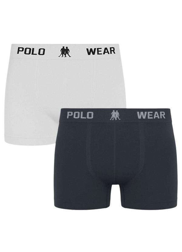 Vista 2 Kit 2 Cuecas Boxer Polo Wear Masculina Branco Polo Wear