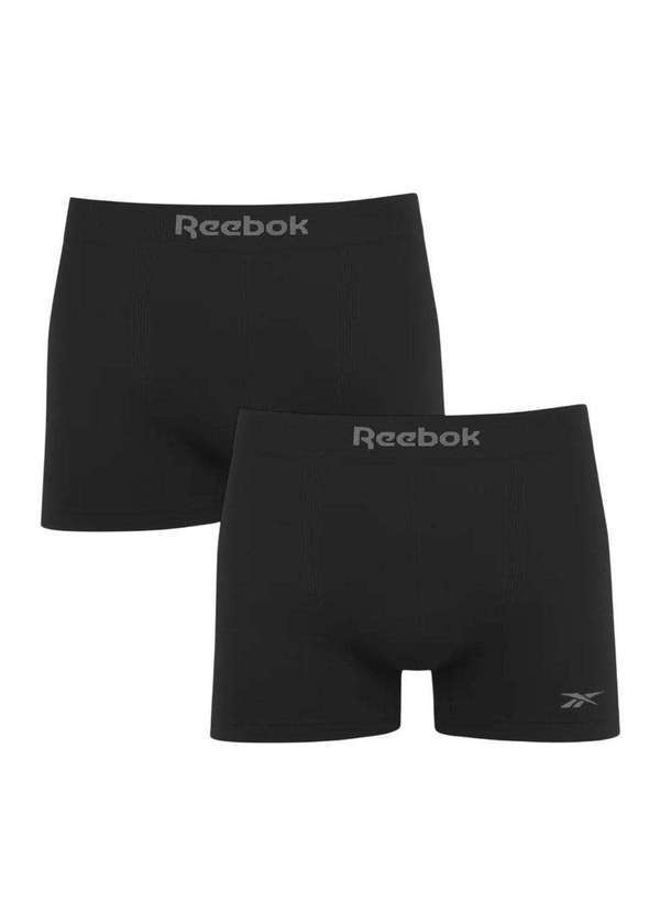 Vista 2 Kit 2 Cuecas Boxer Reebok sem Costura Masculina Preto Reebok