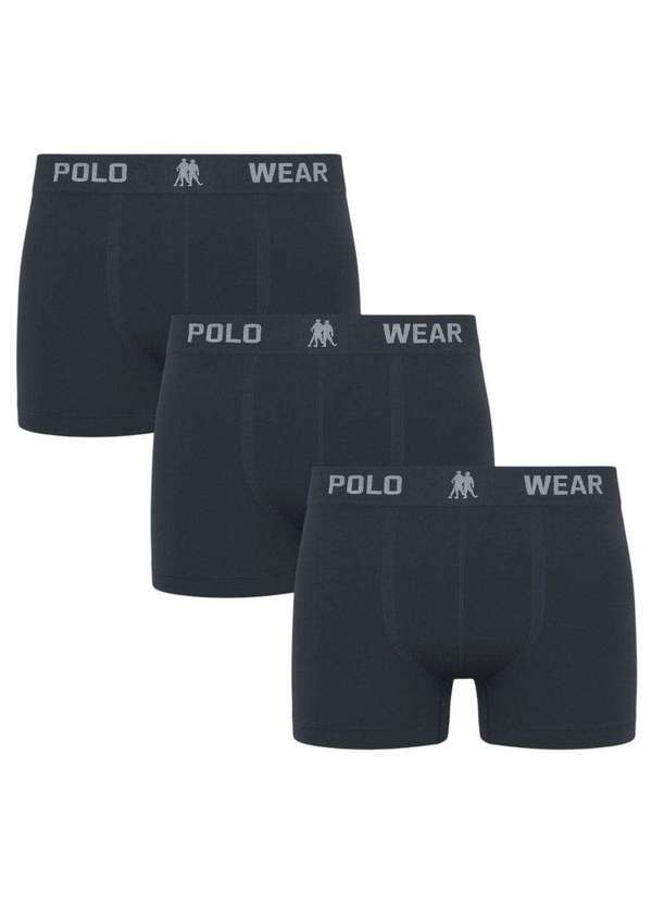 Vista 2 Kit 3 Cuecas Boxer Polo Wear Masculina Cinza Polo Wear