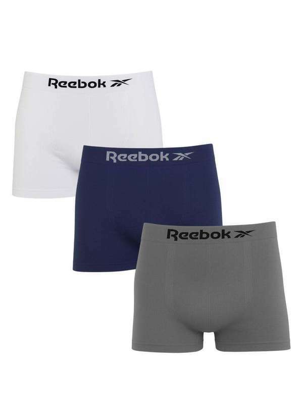 Vista 2 Kit 3 Cuecas Boxer Reebok Classic Masculina Branco Reebok