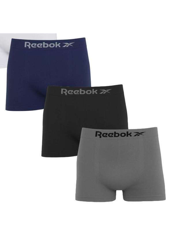 Vista 2 Kit 3 Cuecas Boxer Reebok Classic Masculina Preto Reebok