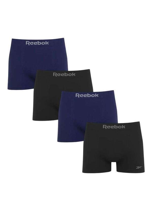 Vista 2 Kit 4 Cuecas Boxer Reebok sem Costura Masculina Azul Reebok