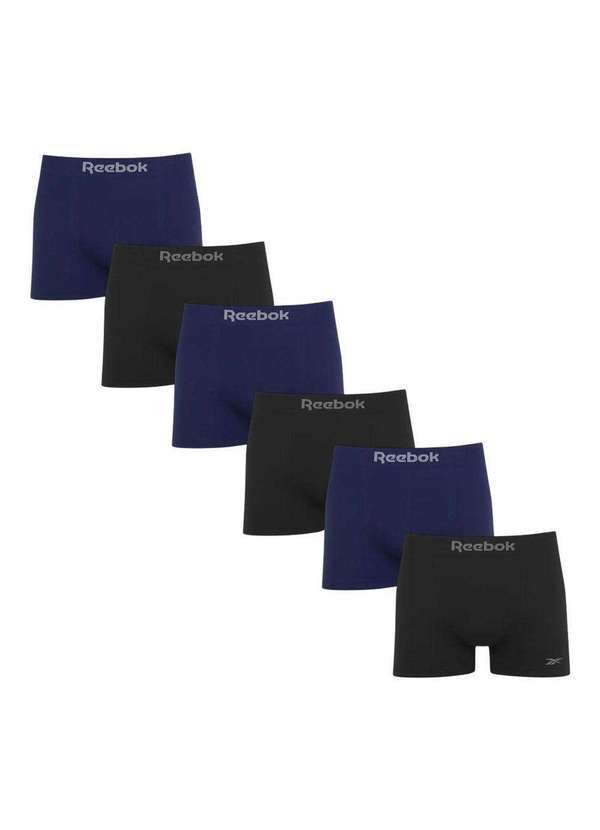 Vista 2 Kit 6 Cuecas Boxer Reebok sem Costura Masculina Azul Reebok