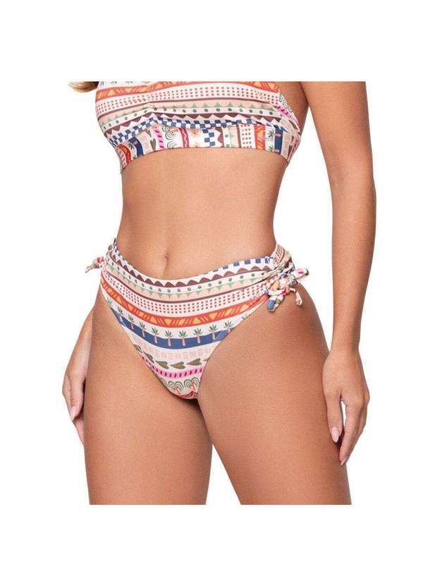 Vista 2 Calcinha Biquíni Selene Amarração Feminina Bege SELENE