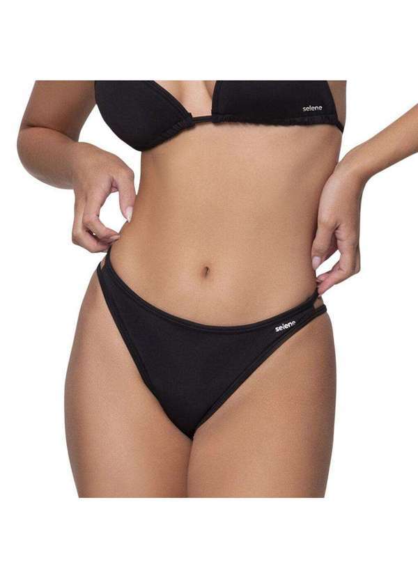 Vista 2 Calcinha Biquíni Selene com Tiras Feminina Preto SELENE