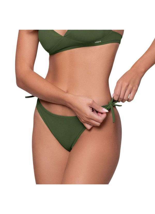 Vista 2 Calcinha Biquíni Selene de Amarrar Feminina Verde SELENE
