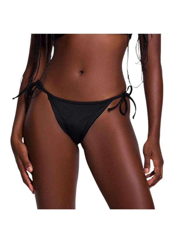 Vista 2 Calcinha Biquíni Selene Frufru com Laço Feminina Preto SELENE