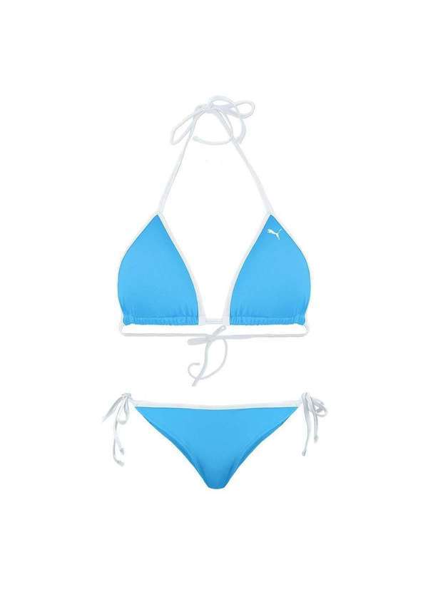 Vista 2 Conjunto Biquíni Puma Top Calcinha Laço Feminino Azul Puma