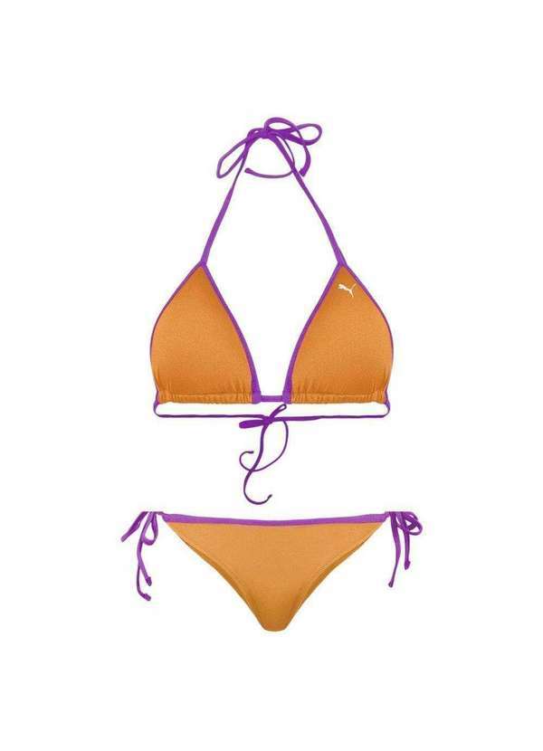 Vista 2 Conjunto Biquíni Puma Top Calcinha Laço Feminino Laranja Puma