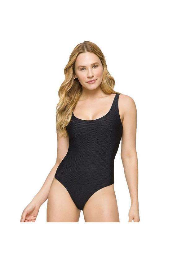 Vista 2 Maiô Selene Regata com Textura Feminino Preto SELENE