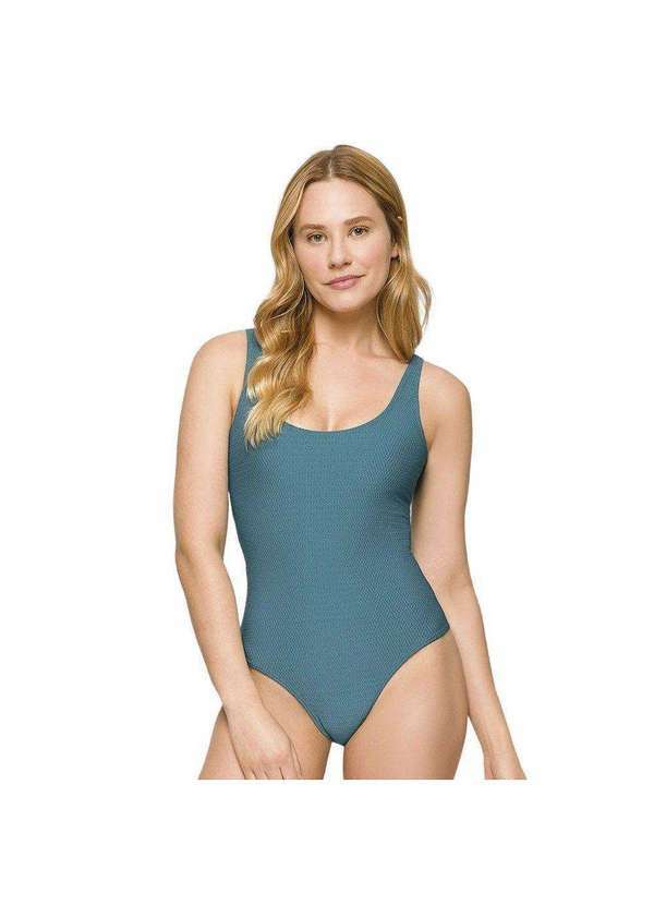 Vista 2 Maiô Selene Regata com Textura Feminino Azul SELENE