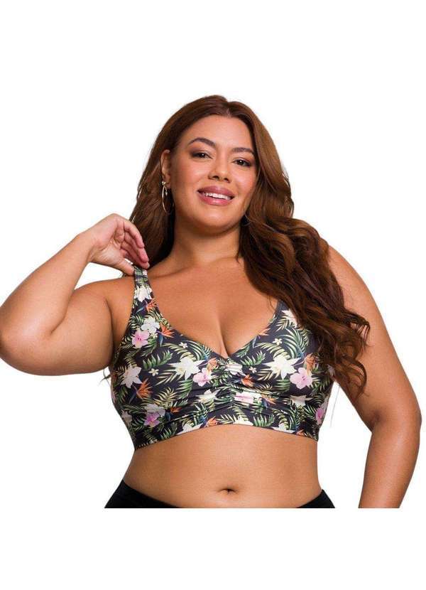 Top Biquíni Selene Regata Plus Size Feminino Preto