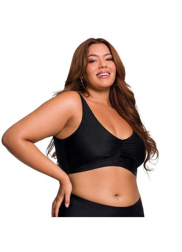 Top Biquíni Selene Regata Plus Size Feminino Preto