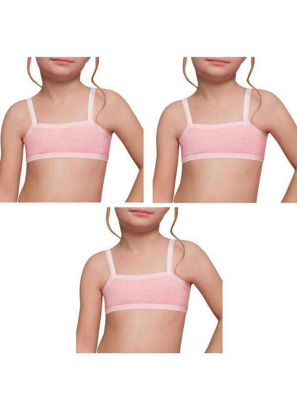 Vista 2 Kit 3 Tops Selene Infantil Rosa SELENE