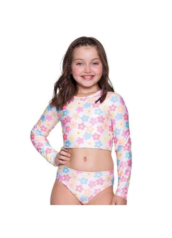 Vista 2 Camisa Cropped Selene Manga Longa Juvenil Branco SELENE