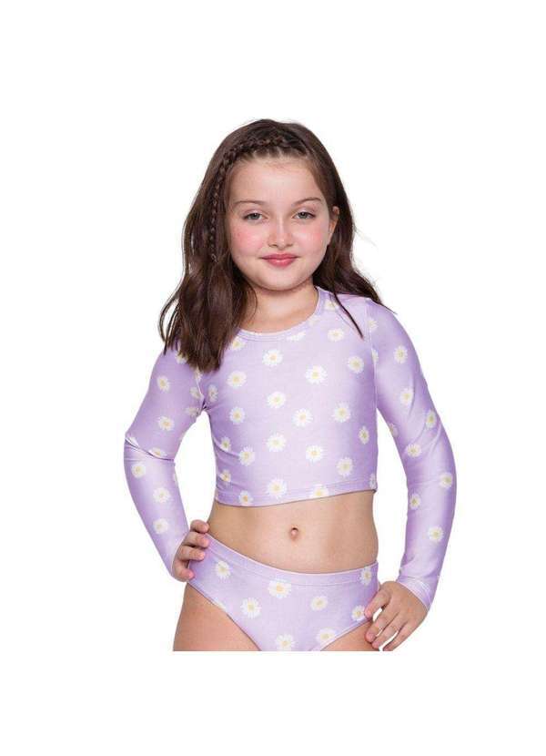Vista 2 Camisa Cropped Selene Manga Longa Juvenil Roxo SELENE