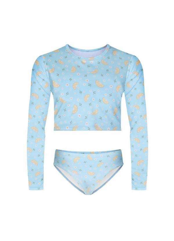 Vista 2 Conjunto Biquíni Selene Camisa Calcinha Praia Juvenil Azul SELENE