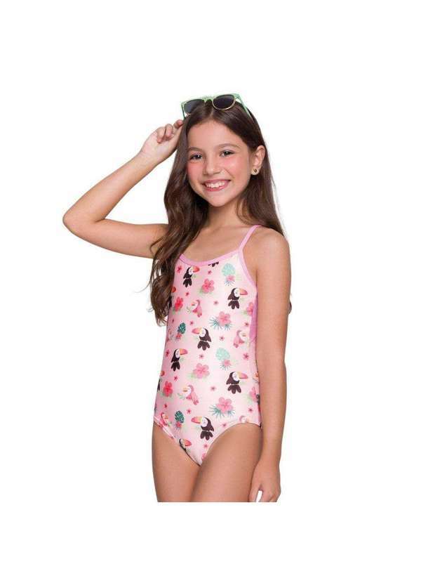 Vista 2 Maiô Selene Alcinha Regulável Infantil Rosa SELENE