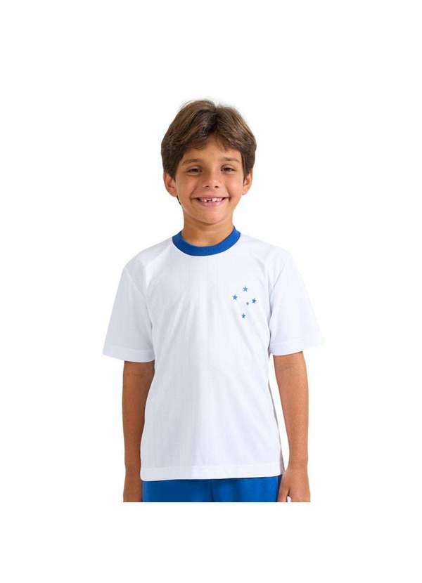 Vista 2 Camisa Braziline Cruzeiro Entrelaçado Infantil Branco braziline
