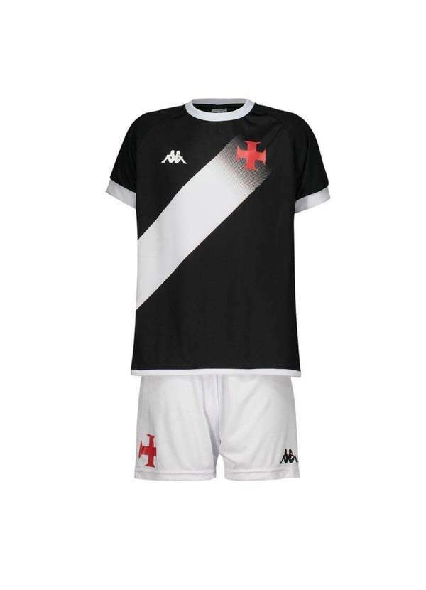 Vista 2 Conjunto Kappa Vasco Supporter Graphik Infantil Preto Kappa