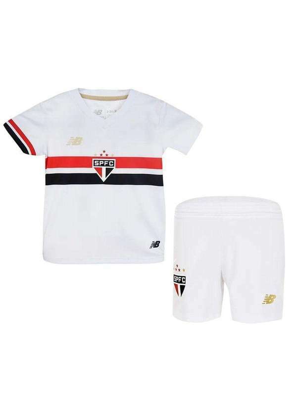 Vista 2 Conjunto New Balance São Paulo I 2025/26 Infantil Branco New Balance