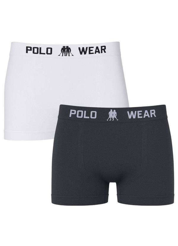 Vista 2 Kit 2 Cuecas Boxer Polo Wear Basic Infantil Branco Polo Wear