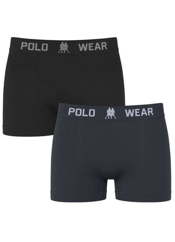 Vista 2 Kit 2 Cuecas Boxer Polo Wear Basic Infantil Preto Polo Wear