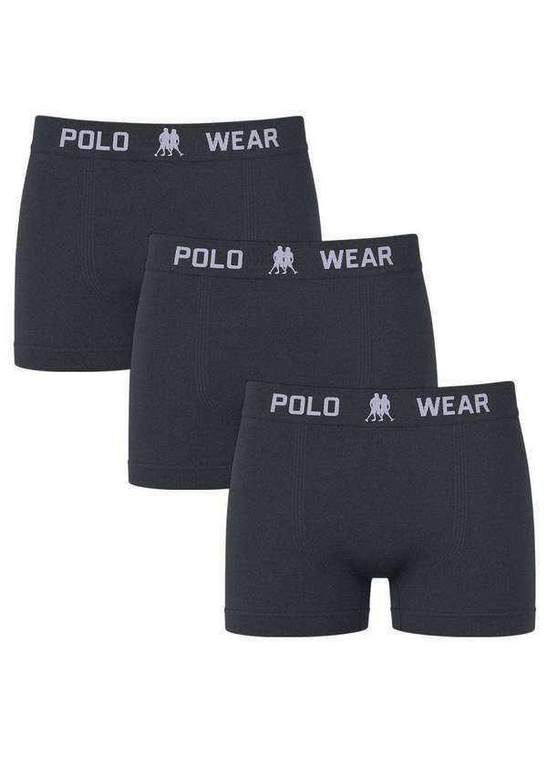 Vista 2 Kit 3 Cuecas Boxer Polo Wear Basic Infantil Cinza Polo Wear