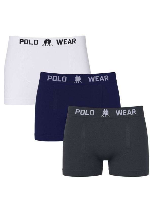 Vista 2 Kit 3 Cuecas Boxer Polo Wear Basic Infantil Branco Polo Wear