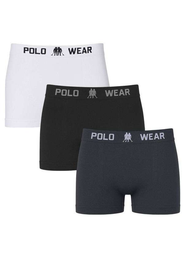 Vista 2 Kit 3 Cuecas Boxer Polo Wear Basic Infantil Preto Polo Wear