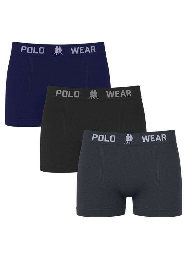 Vista 2 Kit 3 Cuecas Boxer Polo Wear Basic Infantil Azul Polo Wear