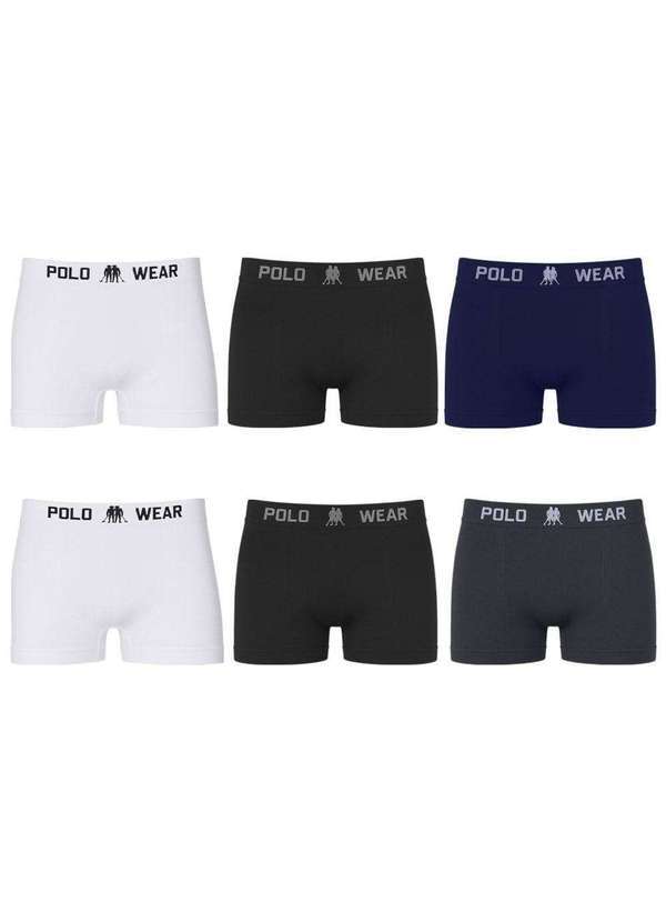 Vista 2 Kit 6 Cuecas Boxer Polo Wear Basic Infantil Branco Polo Wear