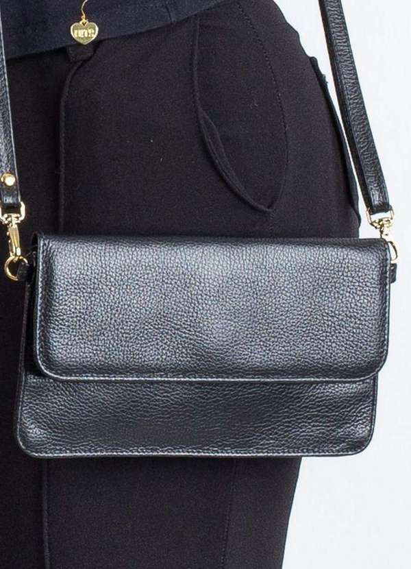 Clutch Mini Bolsa de Couro Liso Nicole Preto