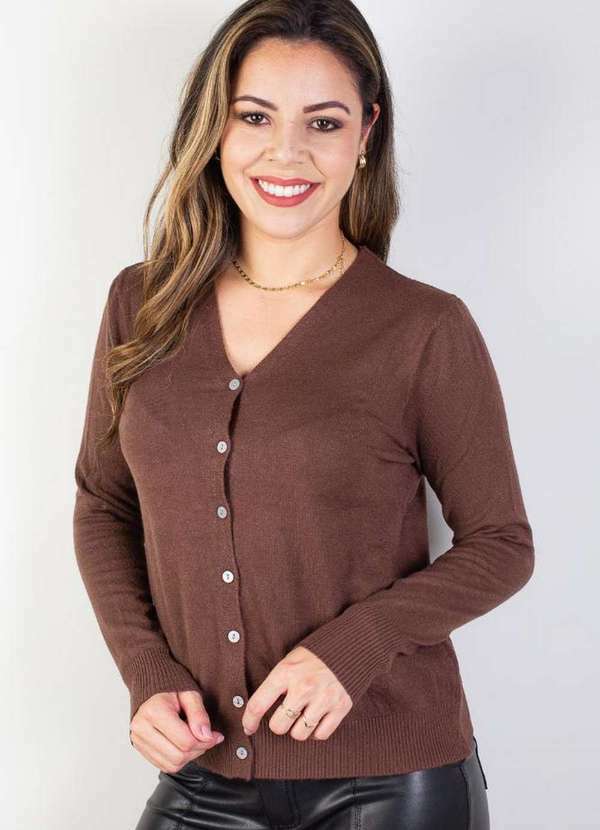 Casaquinho de Malha Leve Feminino 80043 Marrom
