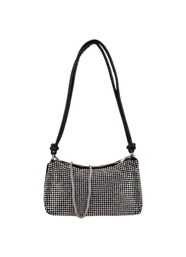 Vista 2 Bolsa Feminina Transversal H.E Xy001 - Preto/Prata H.e
