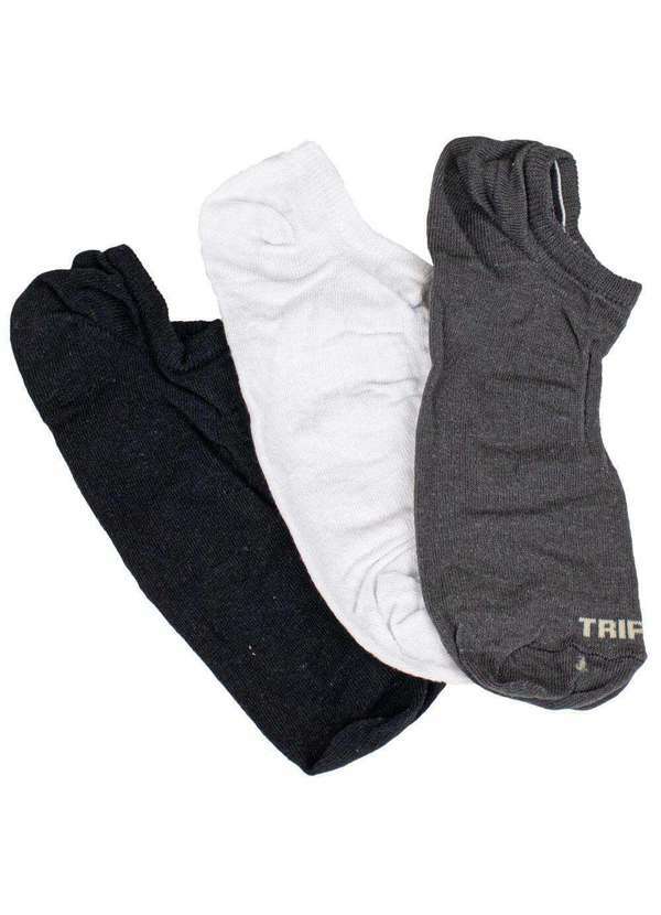 Vista 2 Kit 3 pares de Meias Trifil - T06227 - Branco/Cinza TRIFIL