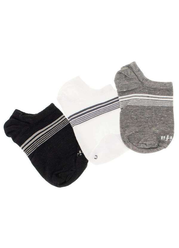 Vista 2 Kit com 03 pares de Meias Infantil Trifil - Tk6050 - Branco/Cinza