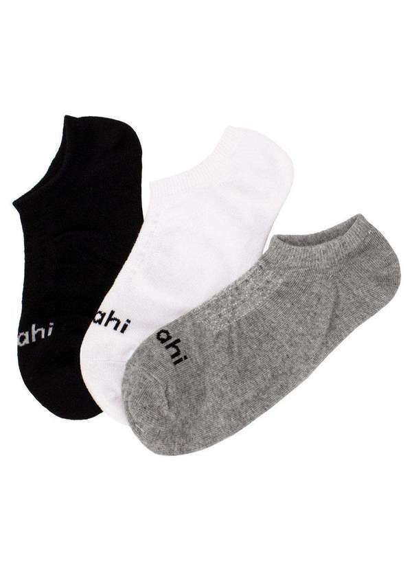 Vista 2 Kit com 3 pares de Meias Invisíveis Hoahi 18020 - Preto/Branco