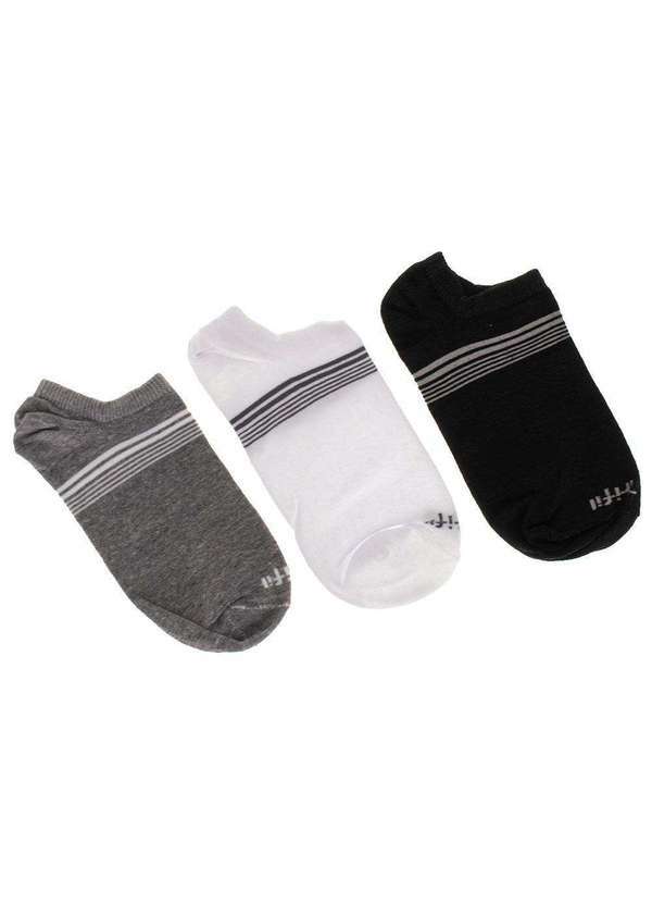 Vista 2 Kit com 3 pares de Meias Invisíveis Trifil Tk6050 Branco/Cinza TRIFIL