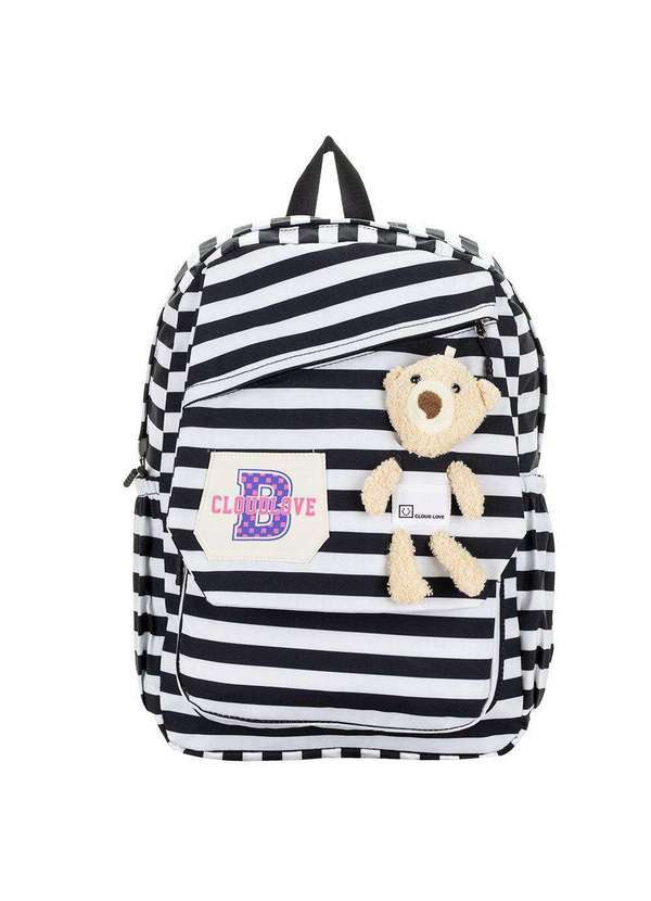 Vista 2 Mochila Feminina Arara Dourada - Ry6698 - Preto/Branco