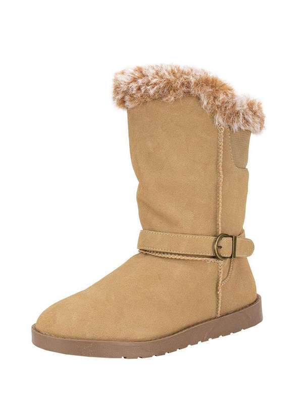 Vista 2 Bota Feminina Cano Médio Mooncity 70808 Bege Mooncity