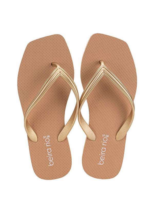 Vista 2 Chinelo Feminino Beira Rio 8556900 - Bege/Dourado