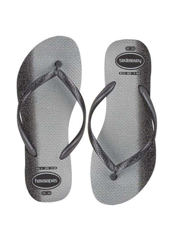 Vista 2 Chinelo Feminino Slim Gloss Havaianas 4145617 Preto/Cinza