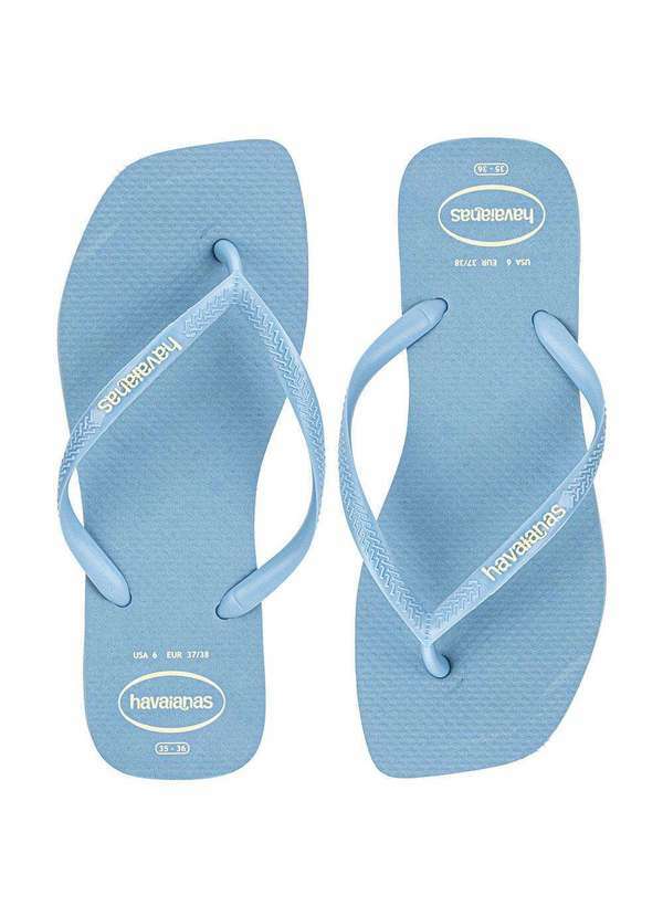 Vista 2 Chinelo Feminino Slim Square Logo Pop Pup Havaianas 4148959 Azul